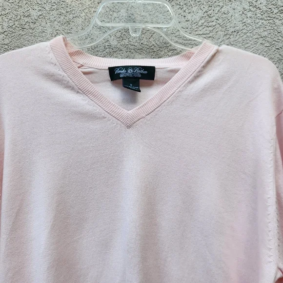 Vintage BROOKS BROTHERS Sweater Men's Medium Pink 100% Sea Cotton Tennis Golf - Picture 2 of 12